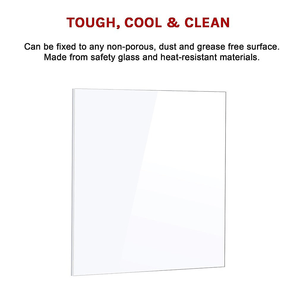 Toughened 60cm x 70cm White Glass Kitchen Splashback 10