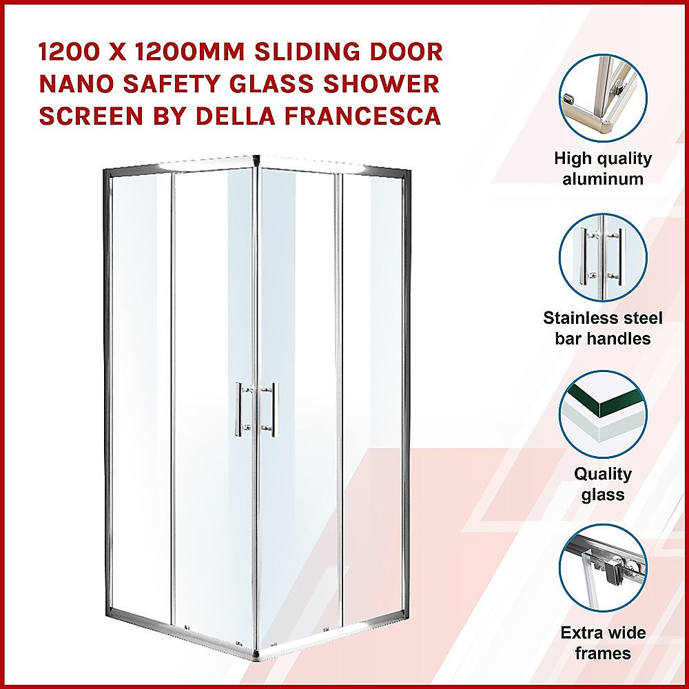 1200 x 1200mm Sliding Door Nano Safety Glass Shower Screen By Della Francesca 3