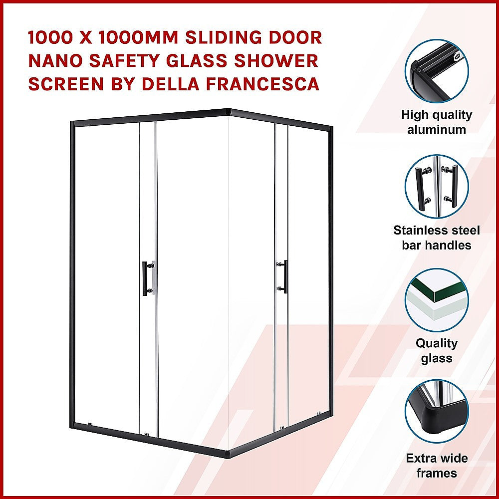1000 x 1000mm Sliding Door Nano Safety Glass Shower Screen By Della Francesca 3