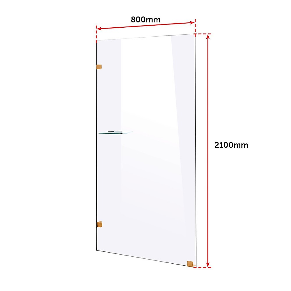 800 x 2100mm Frameless 10mm Safety Glass Shower Screen 6
