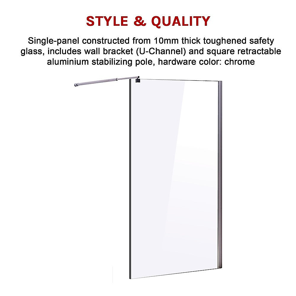 1200 x 2100mm Frameless 10mm Safety Glass Shower Screen 4