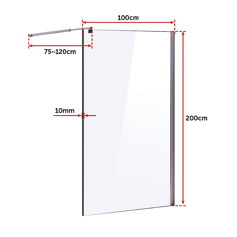 1000 x 2000mm Frameless 10mm Safety Glass Shower Screen 5