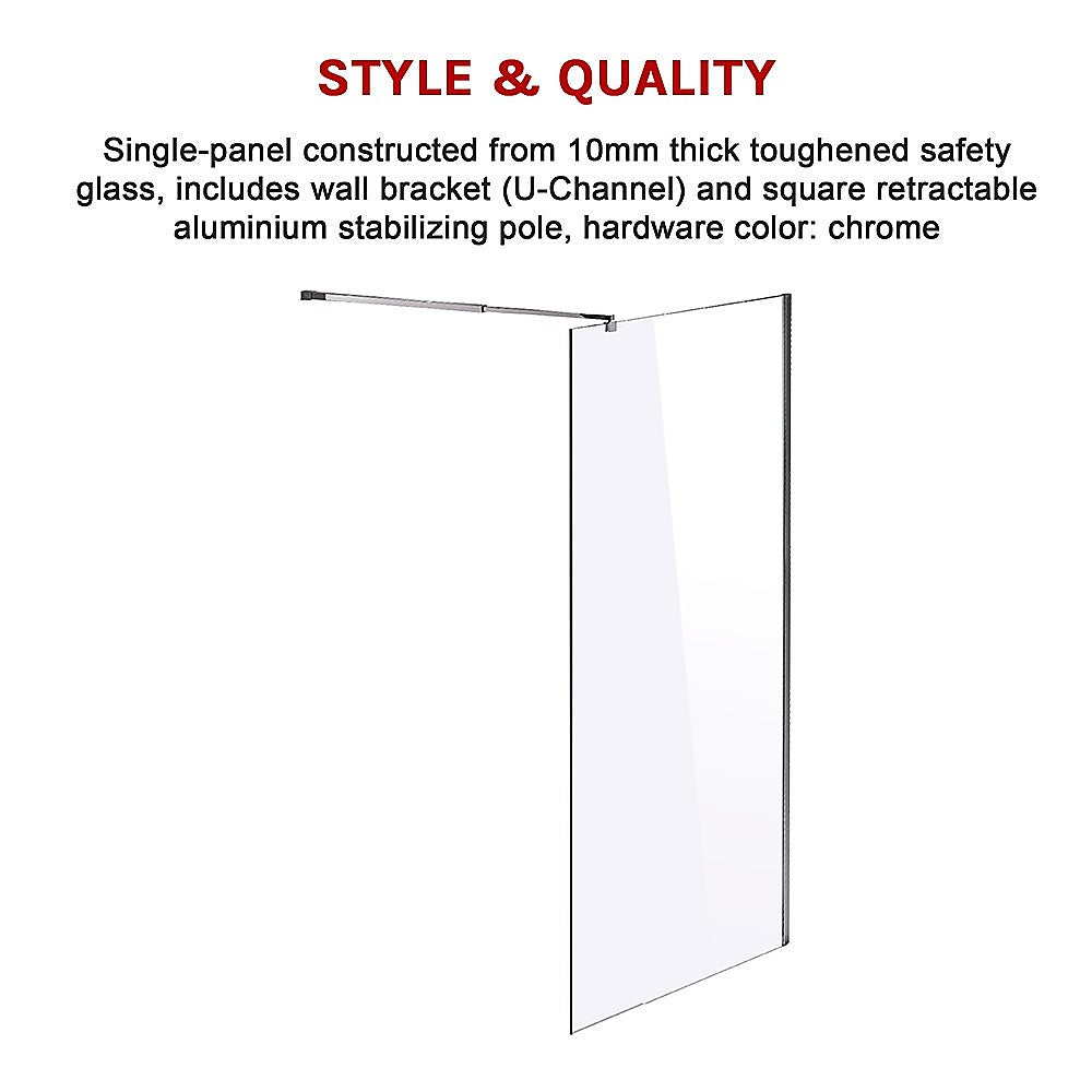 1200 x 2100mm Frameless 10mm Safety Glass Shower Screen 5