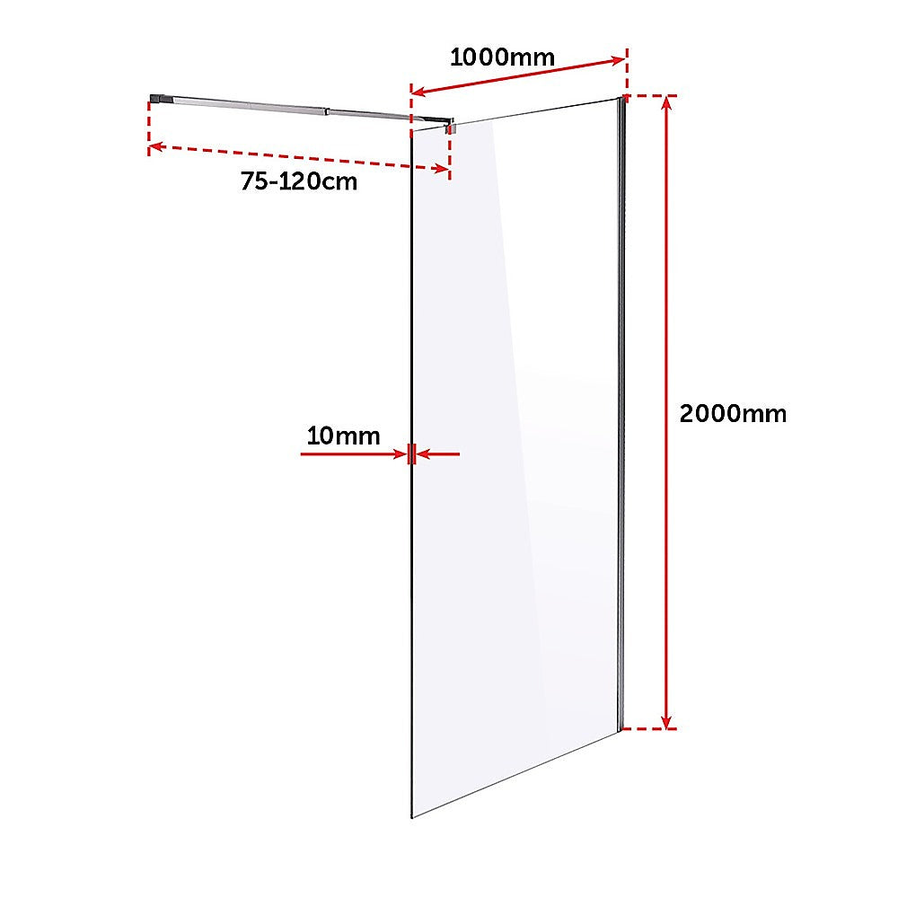 1000 x 2000mm Frameless 10mm Safety Glass Shower Screen 6