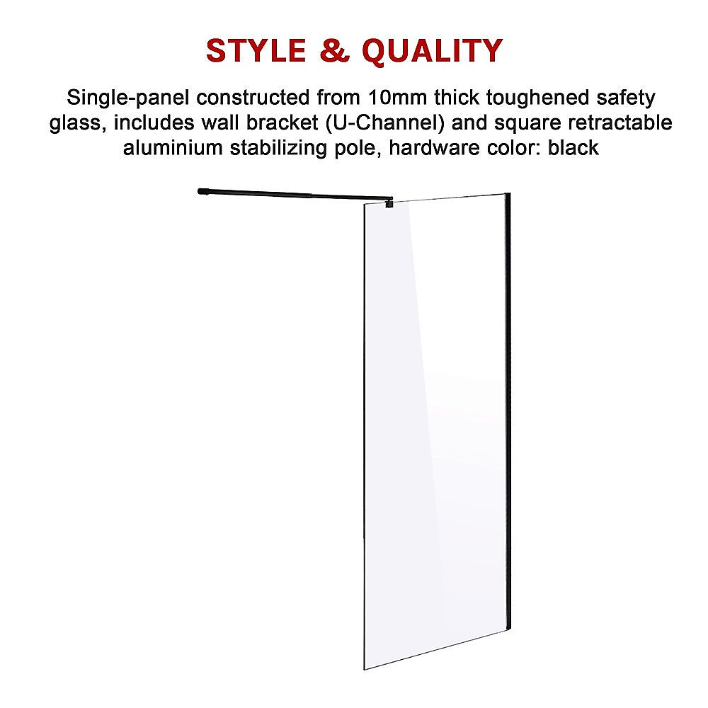 1000 x 2100mm Frameless 10mm Safety Glass Shower Screen 5