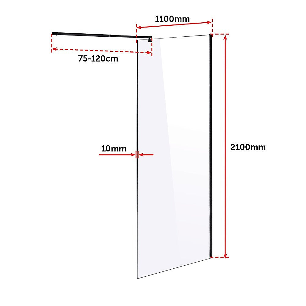 1100 x 2100mm Frameless 10mm Safety Glass Shower Screen 6