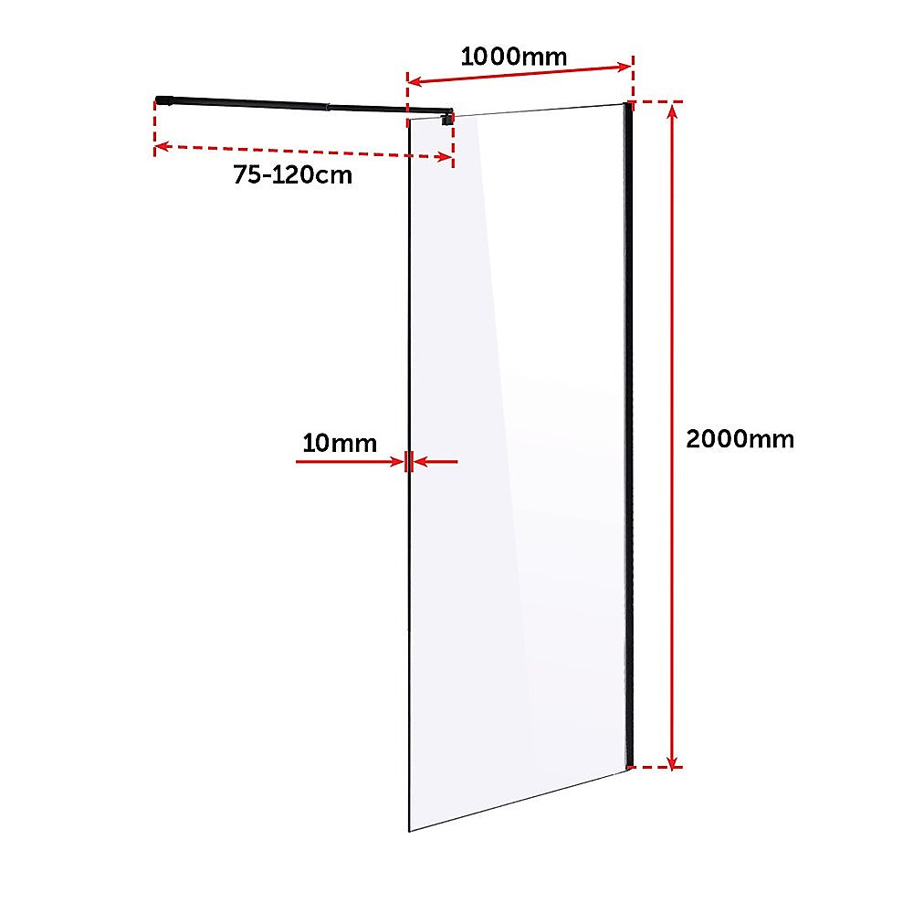 1000 x 2000mm Frameless 10mm Safety Glass Shower Screen 6