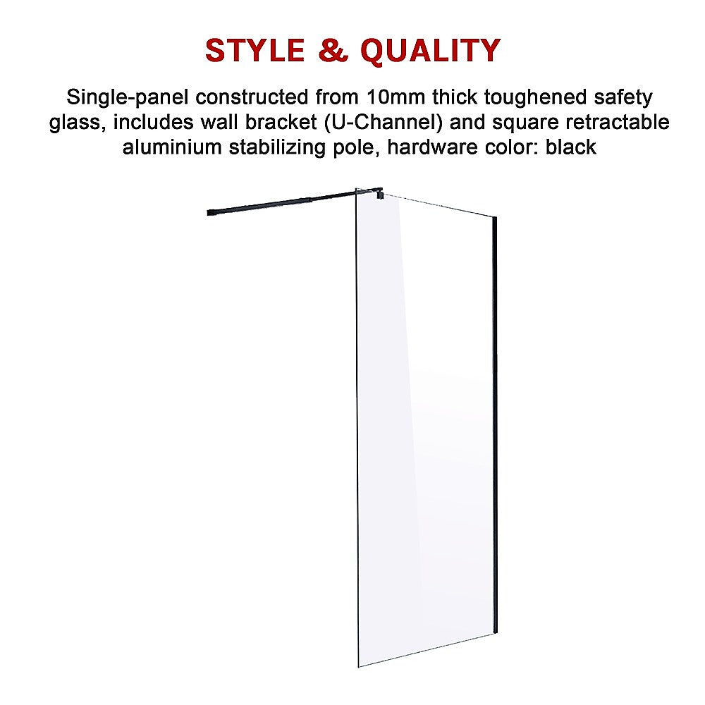 1200 x 2000mm Frameless 10mm Safety Glass Shower Screen 5