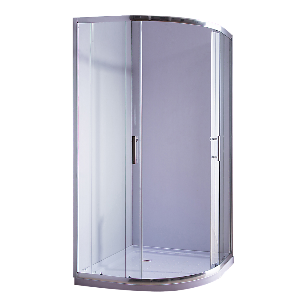 100 x 100cm Rounded Sliding 6mm Curved Shower Screen with Base in Chrome 4