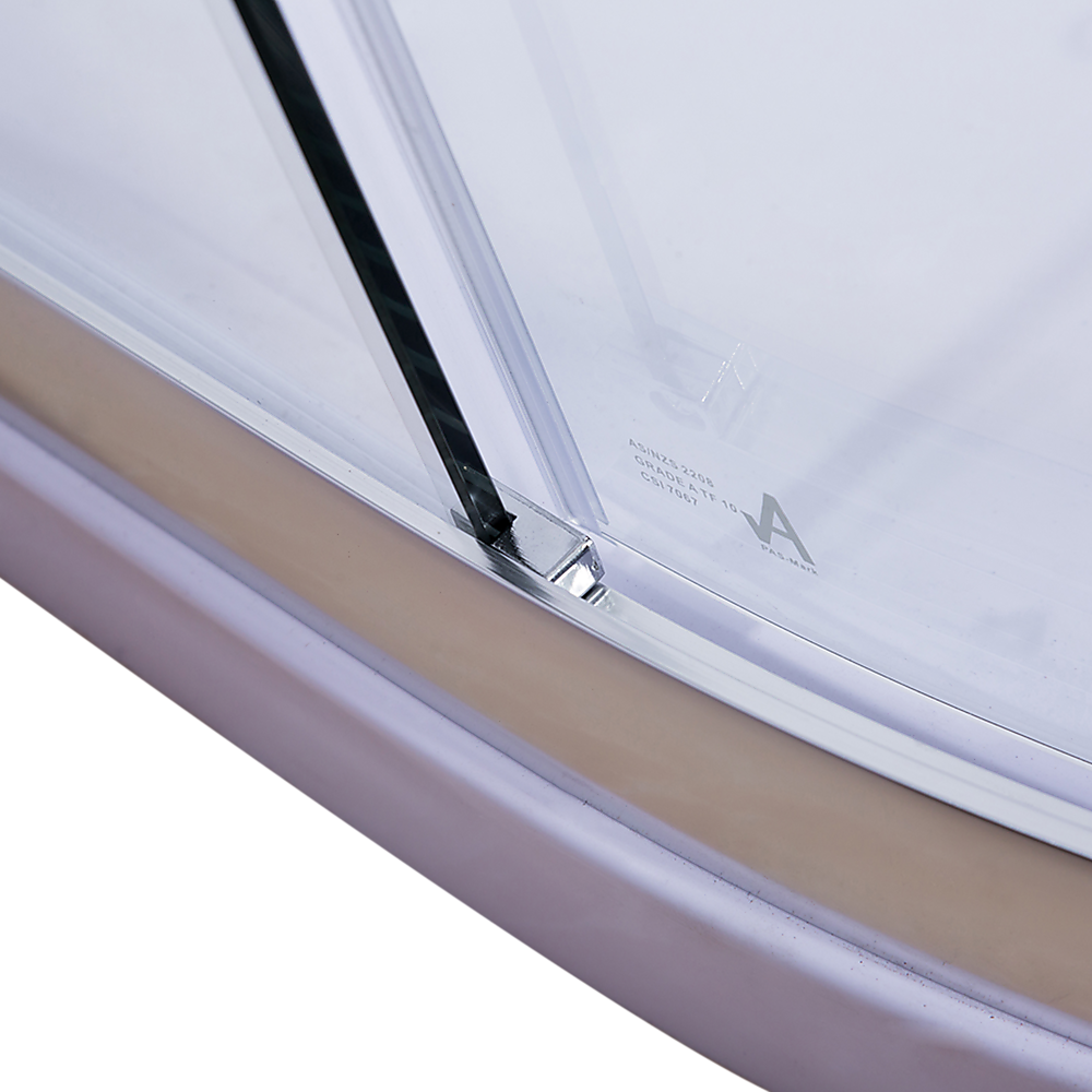 90 x 90cm Rounded Sliding 6mm Curved Shower Screen with Base in Chrome 6