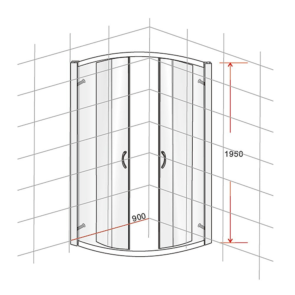 90 x 90cm Rounded Sliding 6mm Curved Shower Screen with Base in Chrome 8