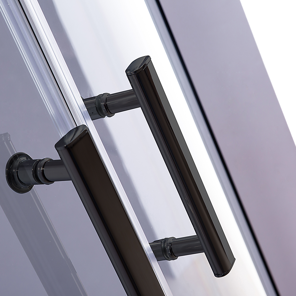 90 x 90cm Rounded Sliding 6mm Curved Shower Screen with Base in Black 5