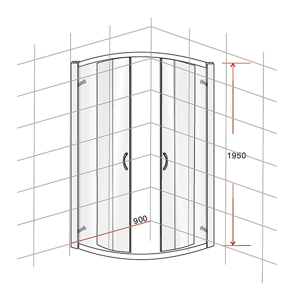 90 x 90cm Rounded Sliding 6mm Curved Shower Screen with Base in Black 8