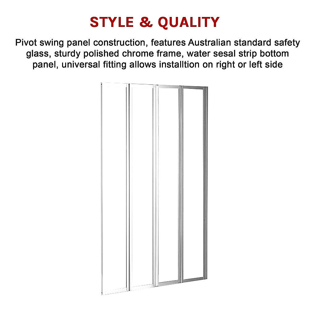 4 Fold Chrome Folding Bath Shower Screen Door Panel 1000 x 1400mm 10