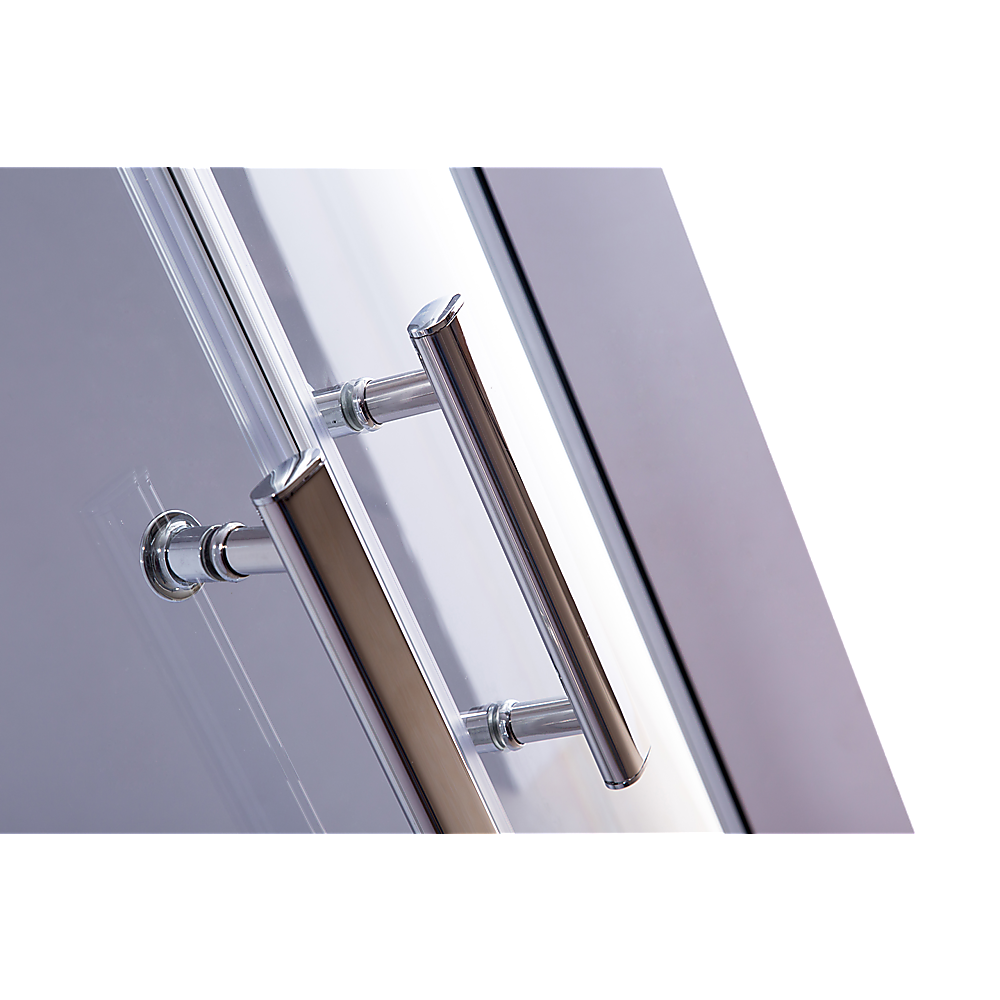 90 x 90cm Chrome Rounded Sliding 6mm Curved Shower Screen with Black Base 6