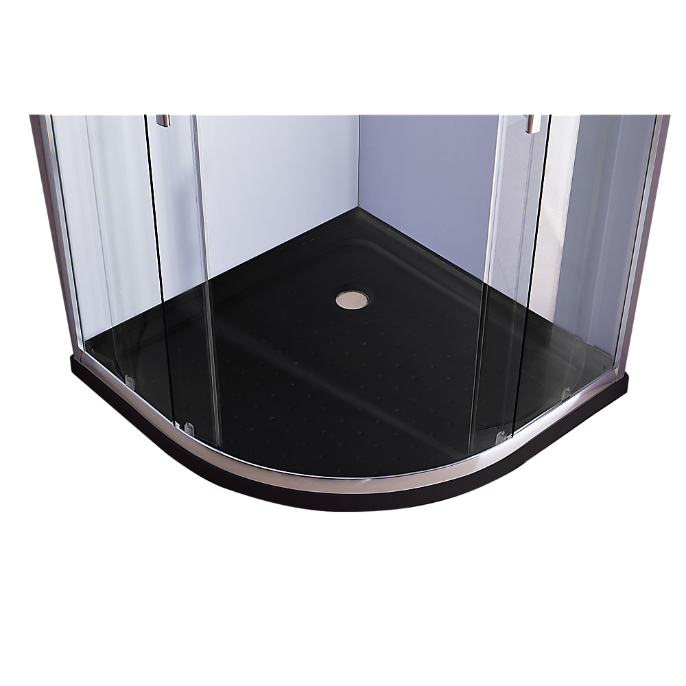 100 x 100cm Chrome Rounded Sliding 6mm Curved Shower Screen with Black Base 6