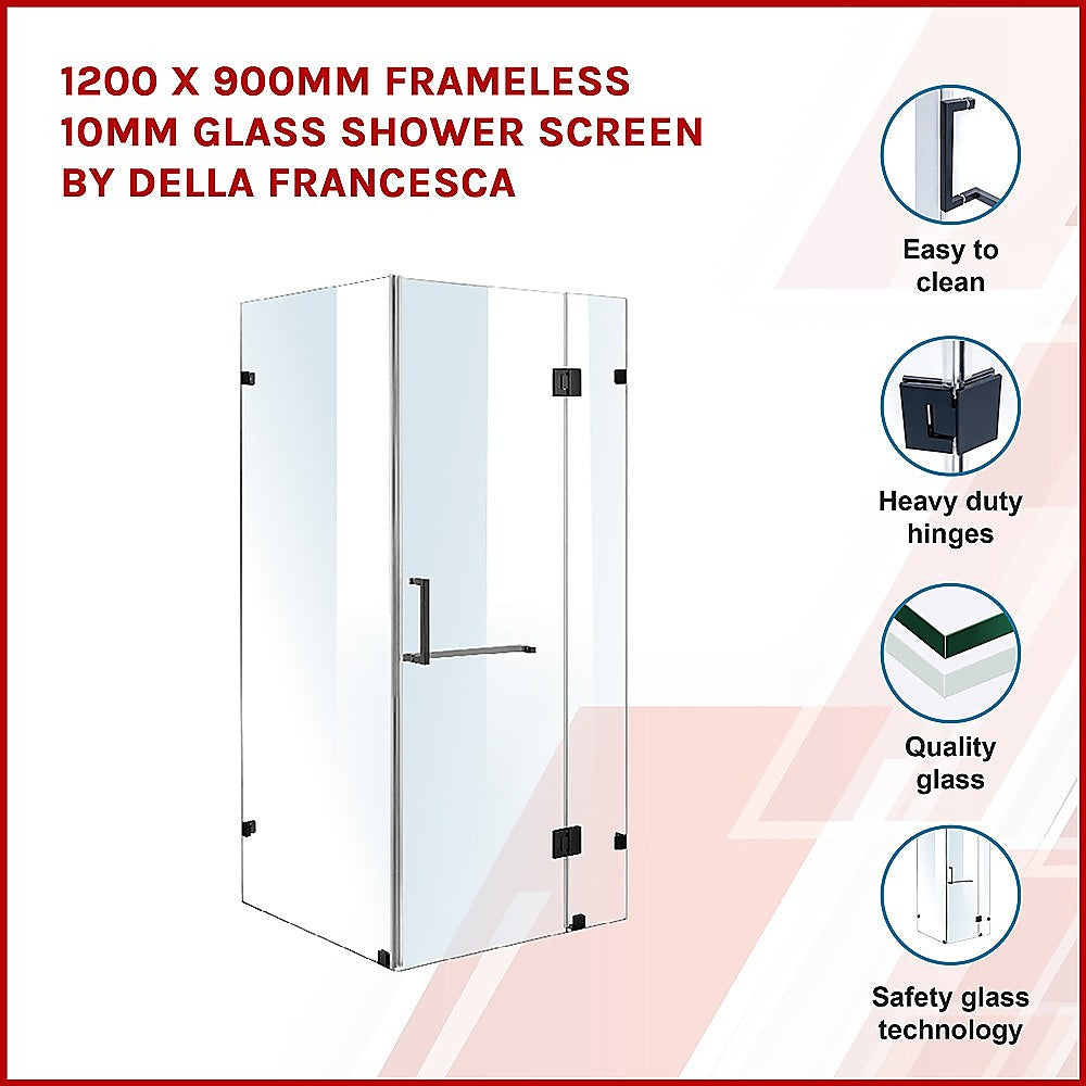 1200 x 900mm Frameless 10mm Glass Shower Screen By Della Francesca 3