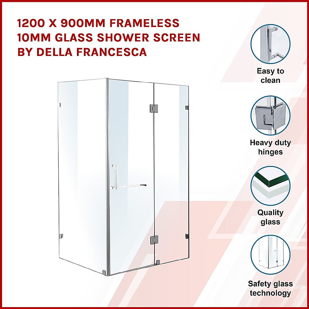 1200 x 900mm Frameless 10mm Glass Shower Screen By Della Francesca 3