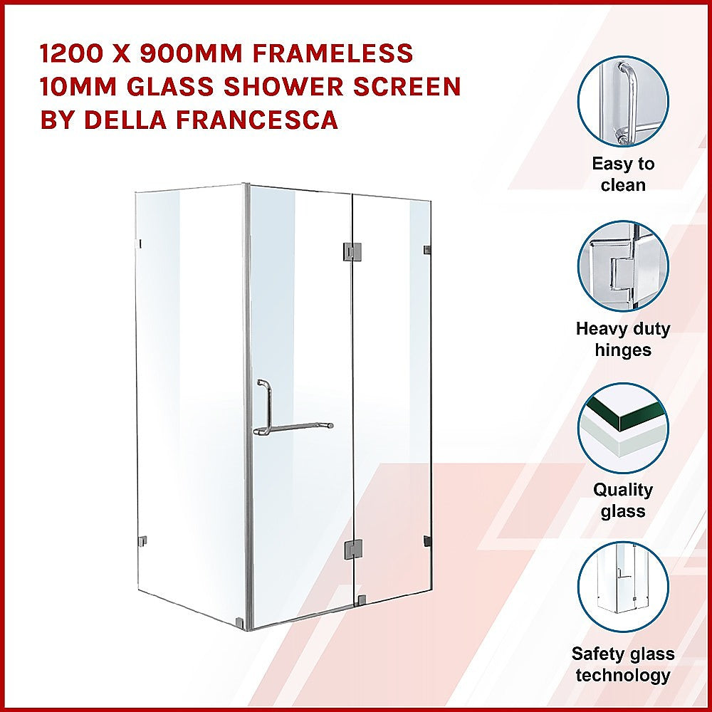 1200 x 900mm Frameless 10mm Glass Shower Screen By Della Francesca 3
