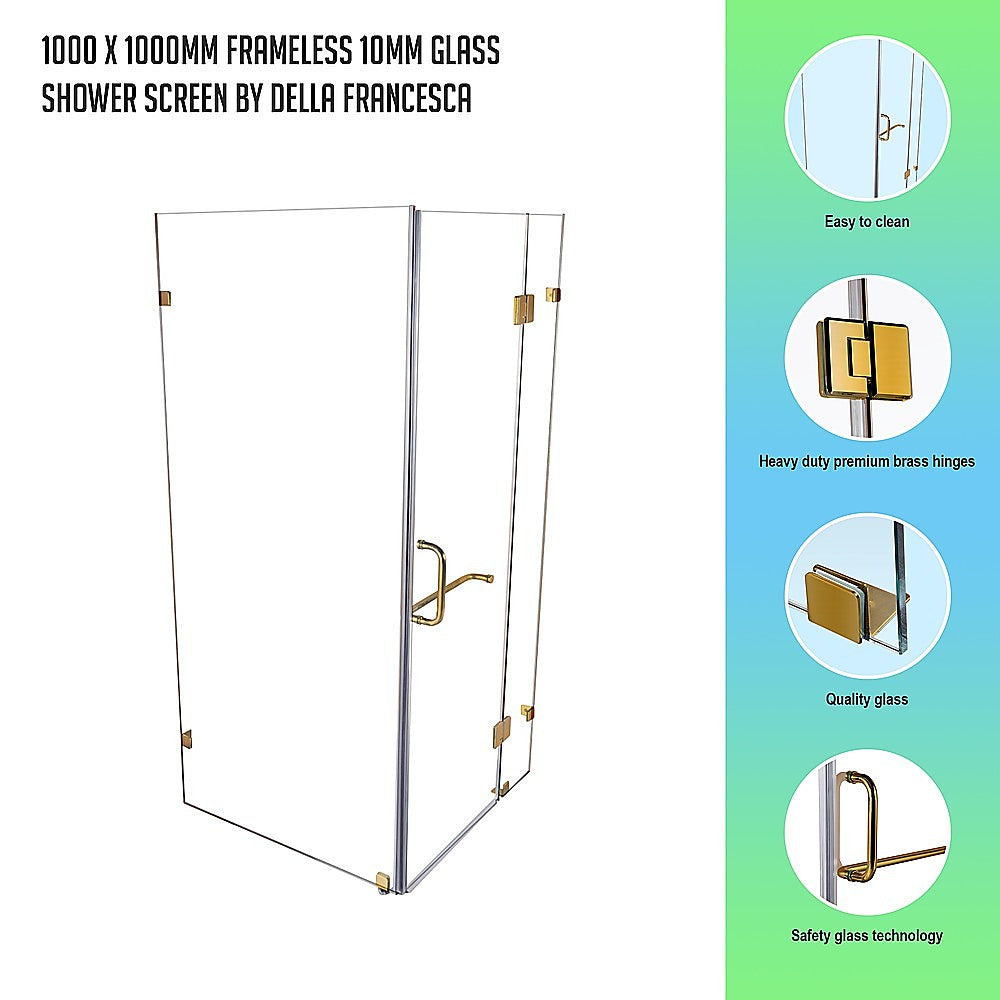 1000 x 1000mm Frameless 10mm Glass Shower Screen By Della Francesca