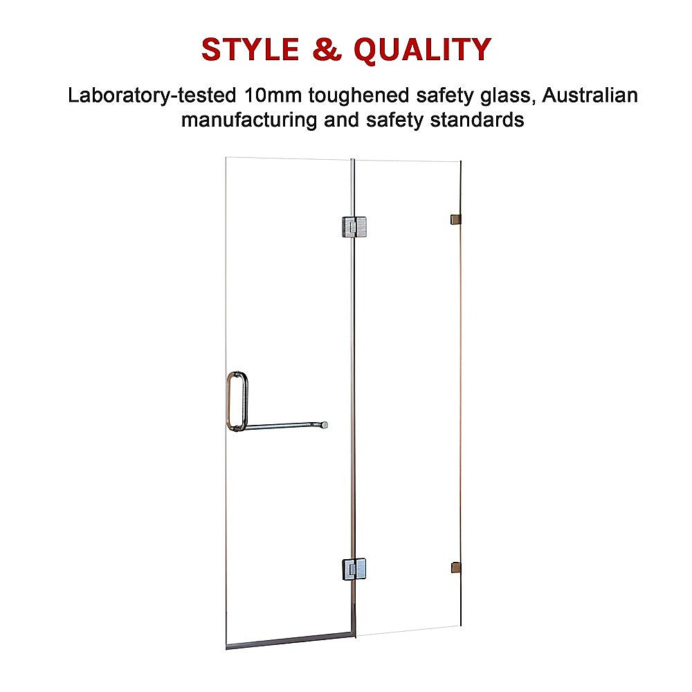 100 x 200cm Wall to Wall Frameless Shower Screen 10mm Glass By Della Francesca 4