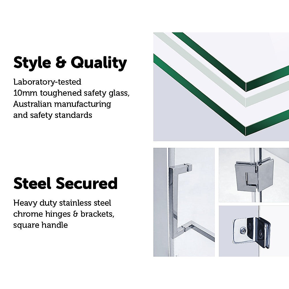 110 x 200cm Wall to Wall Frameless Shower Screen 10mm Glass By Della Francesca 3