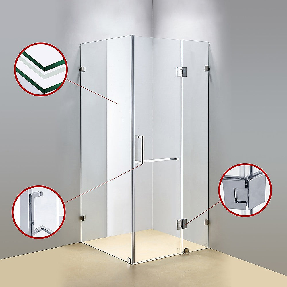 1100 x 1000mm Frameless 10mm Glass Shower Screen By Della Francesca 4