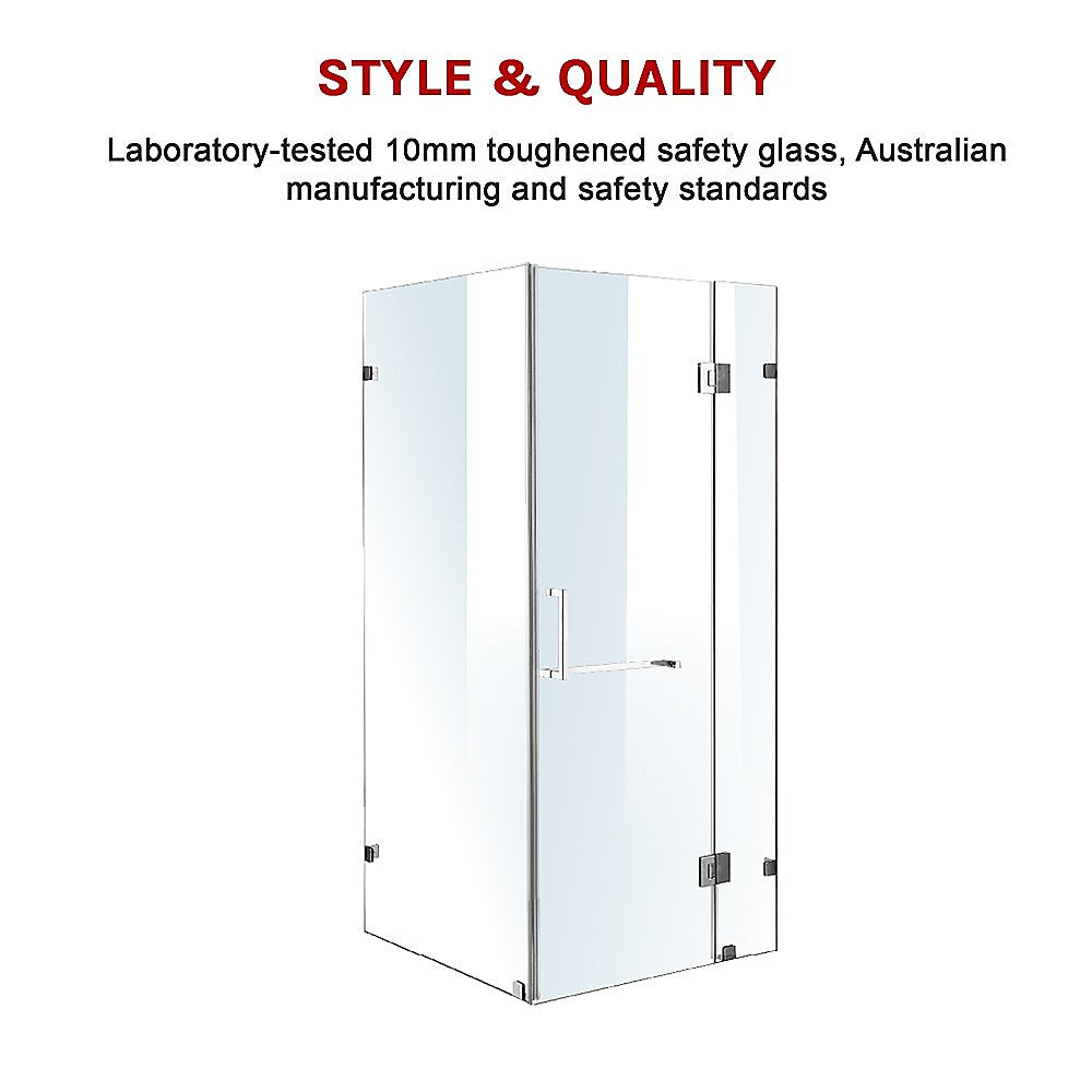 1100 x 1000mm Frameless 10mm Glass Shower Screen By Della Francesca 5