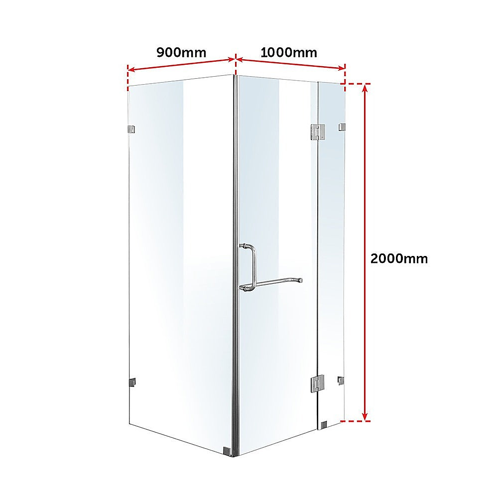 1000 x 900mm Frameless 10mm Glass Shower Screen By Della Francesca 7