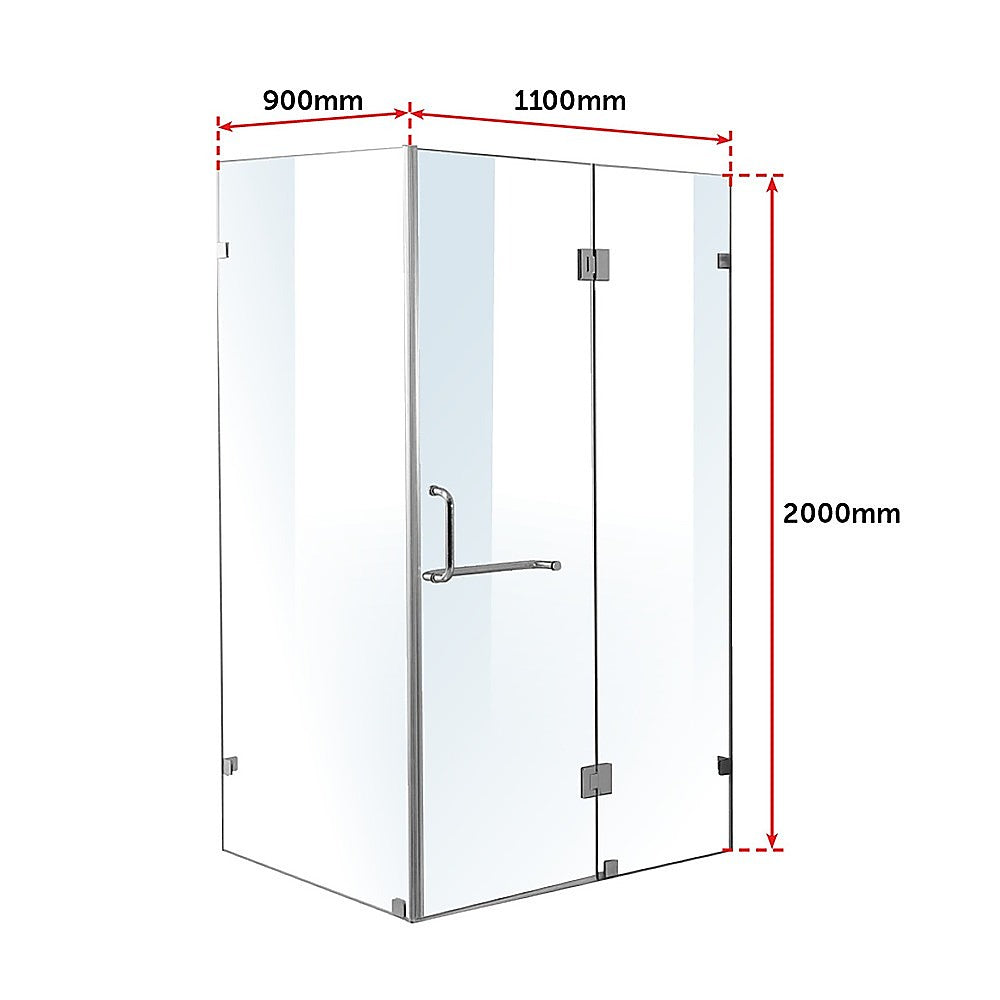 1100 x 900mm Frameless 10mm Glass Shower Screen By Della Francesca 7