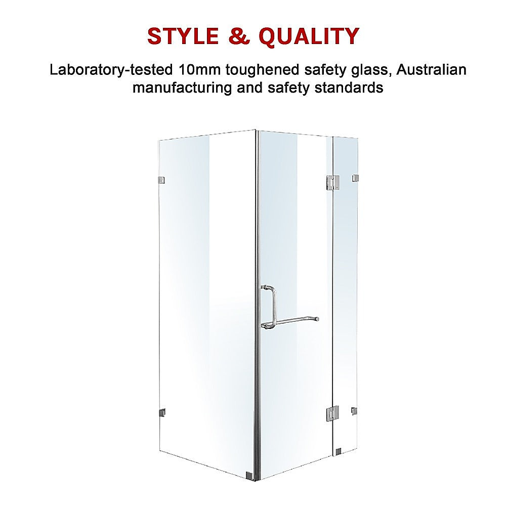 1100 x 1000mm Frameless 10mm Glass Shower Screen By Della Francesca 5