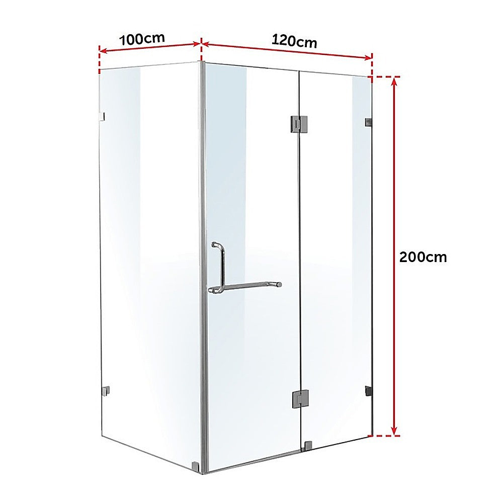 1200 x 1000mm Frameless 10mm Glass Shower Screen By Della Francesca 6