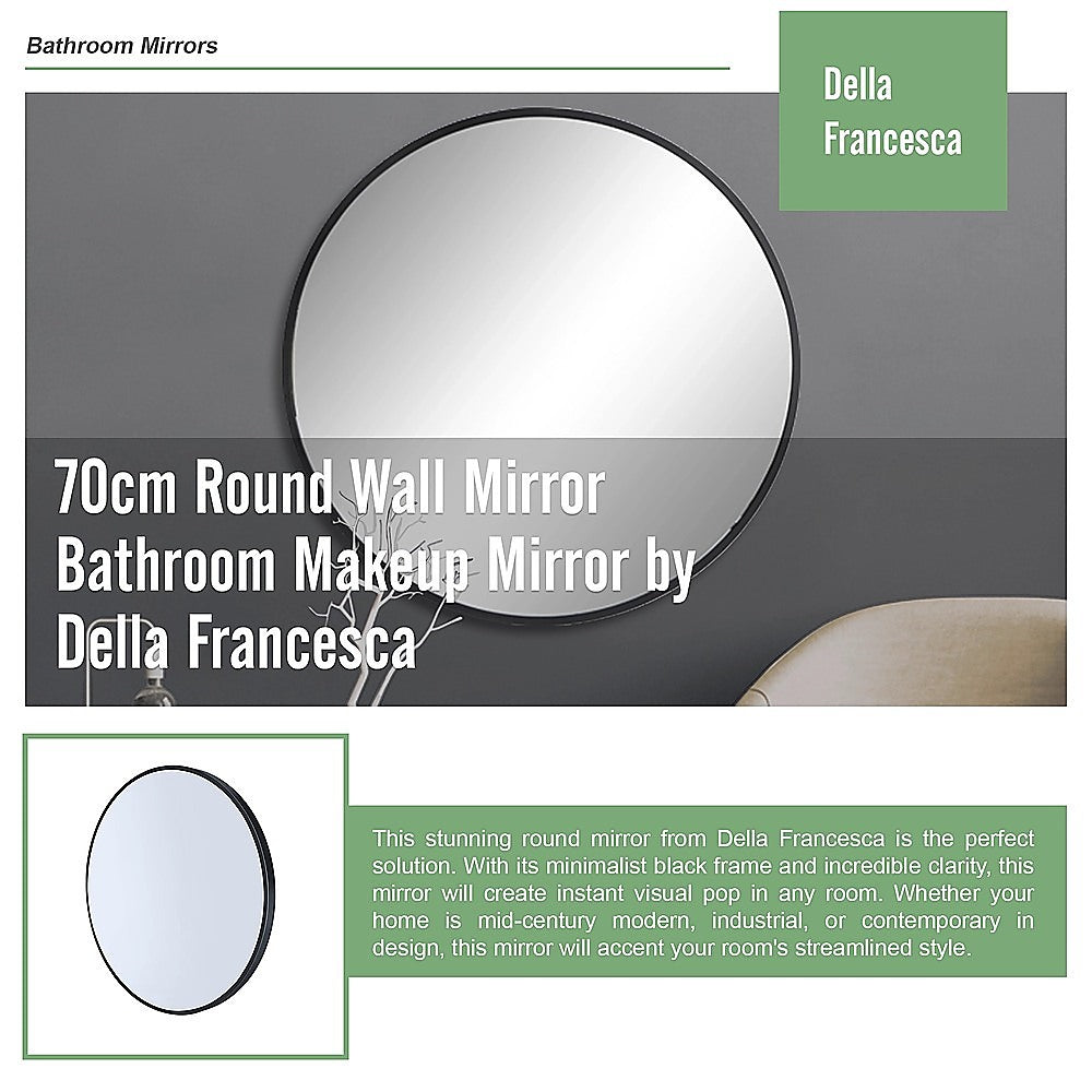 70cm Round Wall Mirror Bathroom Makeup Mirror by Della Francesca 9
