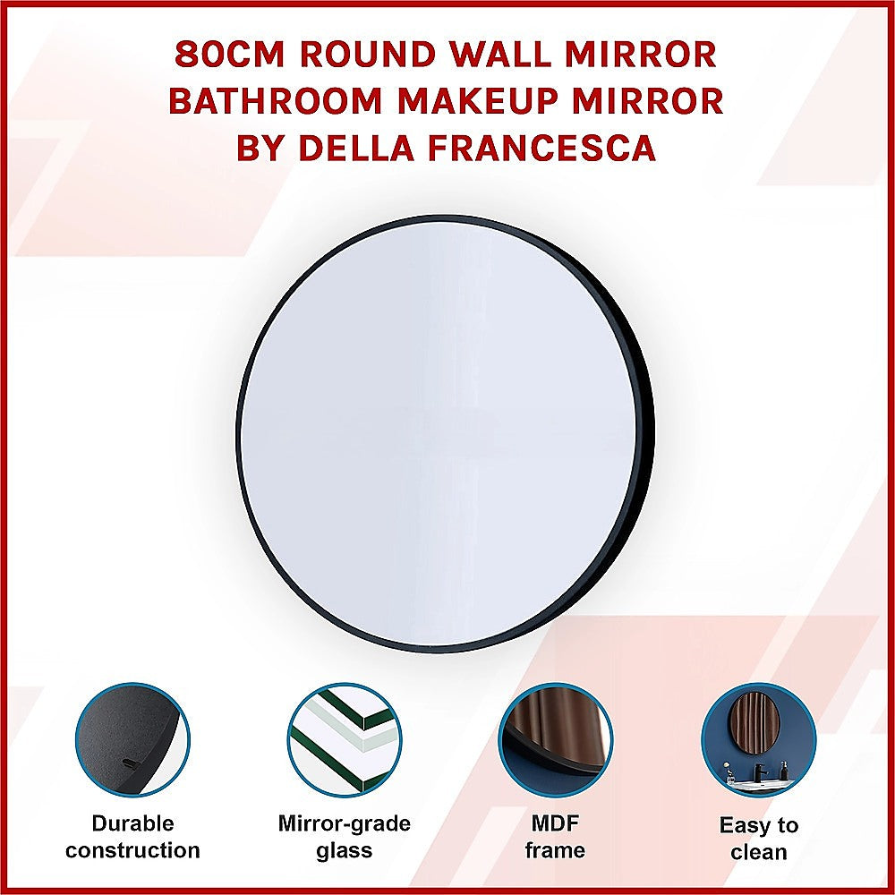80cm Round Wall Mirror Bathroom Makeup Mirror by Della Francesca 3