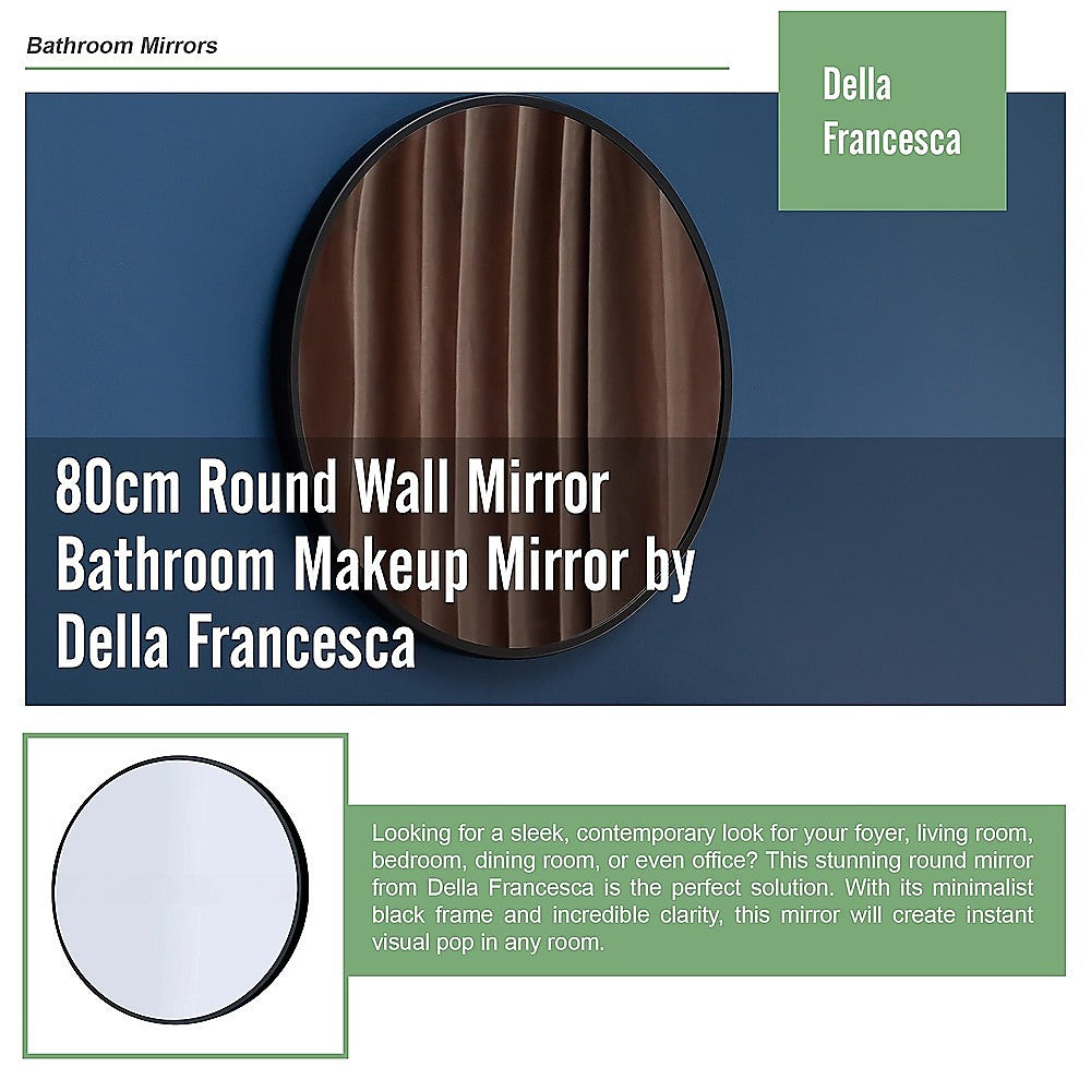 80cm Round Wall Mirror Bathroom Makeup Mirror by Della Francesca 8