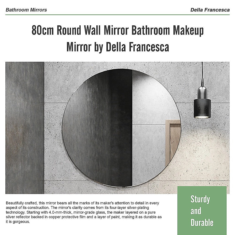 80cm Round Wall Mirror Bathroom Makeup Mirror by Della Francesca 9