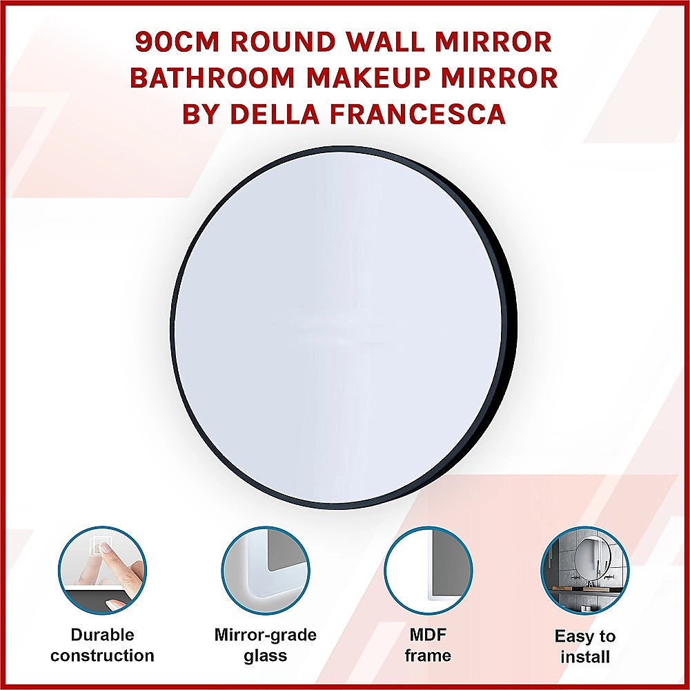 90cm Round Wall Mirror Bathroom Makeup Mirror by Della Francesca 3