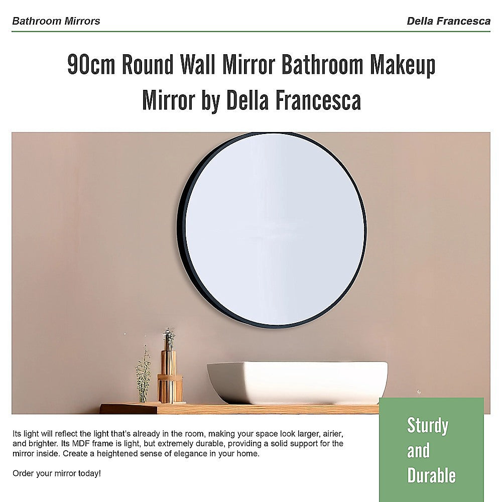 90cm Round Wall Mirror Bathroom Makeup Mirror by Della Francesca 9
