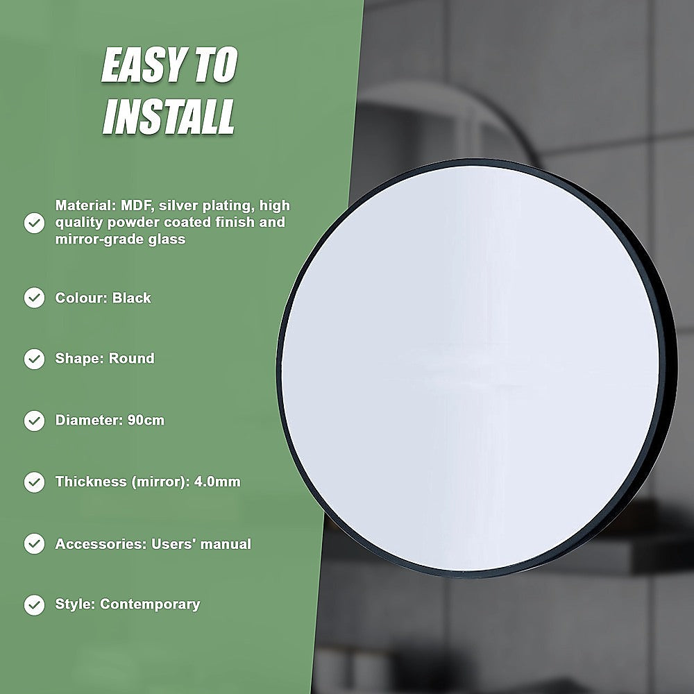 90cm Round Wall Mirror Bathroom Makeup Mirror by Della Francesca 10