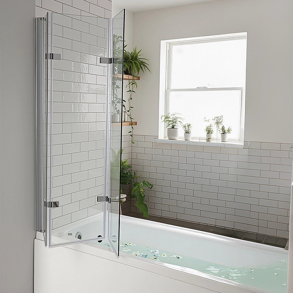 3 Fold Chrome Folding Bath Shower Screen Door Panel 1300mm x 1400mm 5