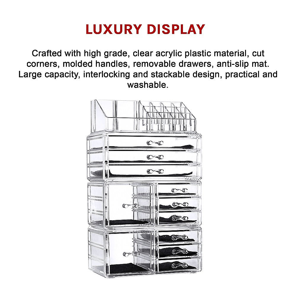 11 Drawers Clear Acrylic Tower Organiser Cosmetic jewellery Luxury Storage Cabinet 11