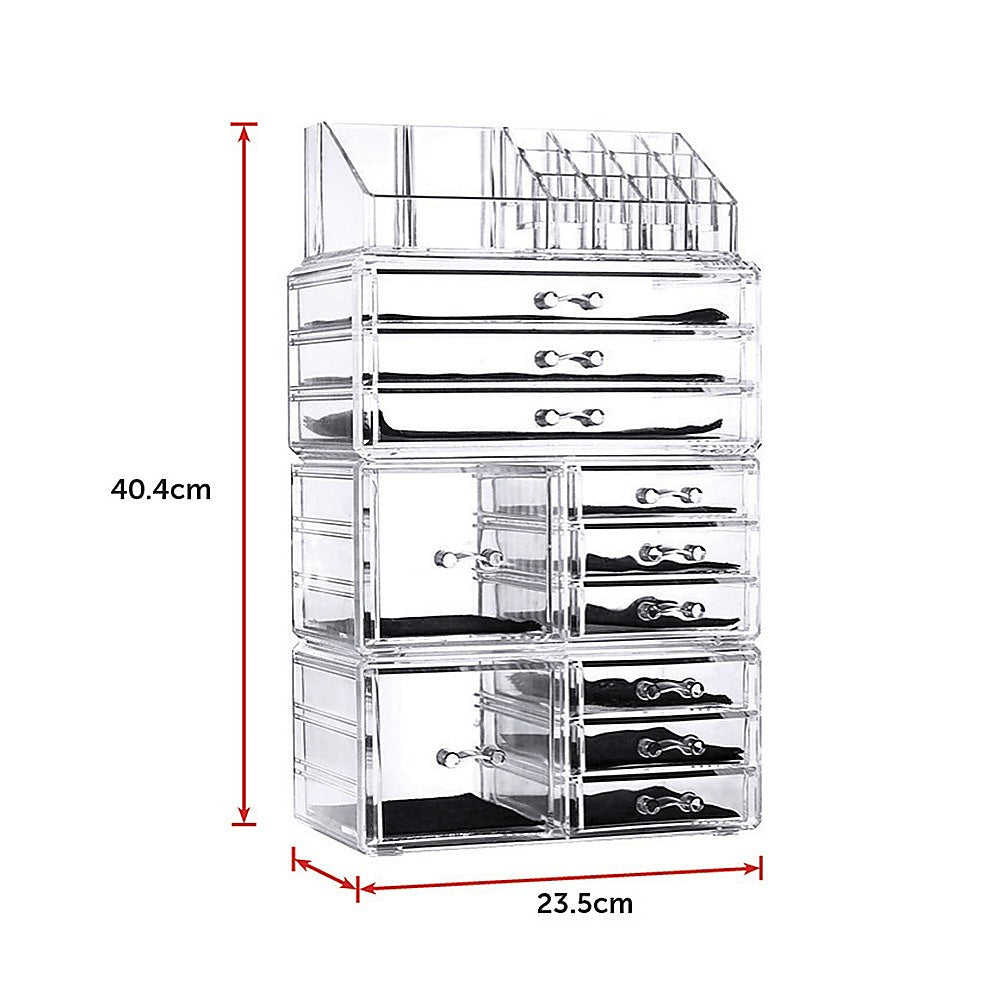 11 Drawers Clear Acrylic Tower Organiser Cosmetic jewellery Luxury Storage Cabinet 12