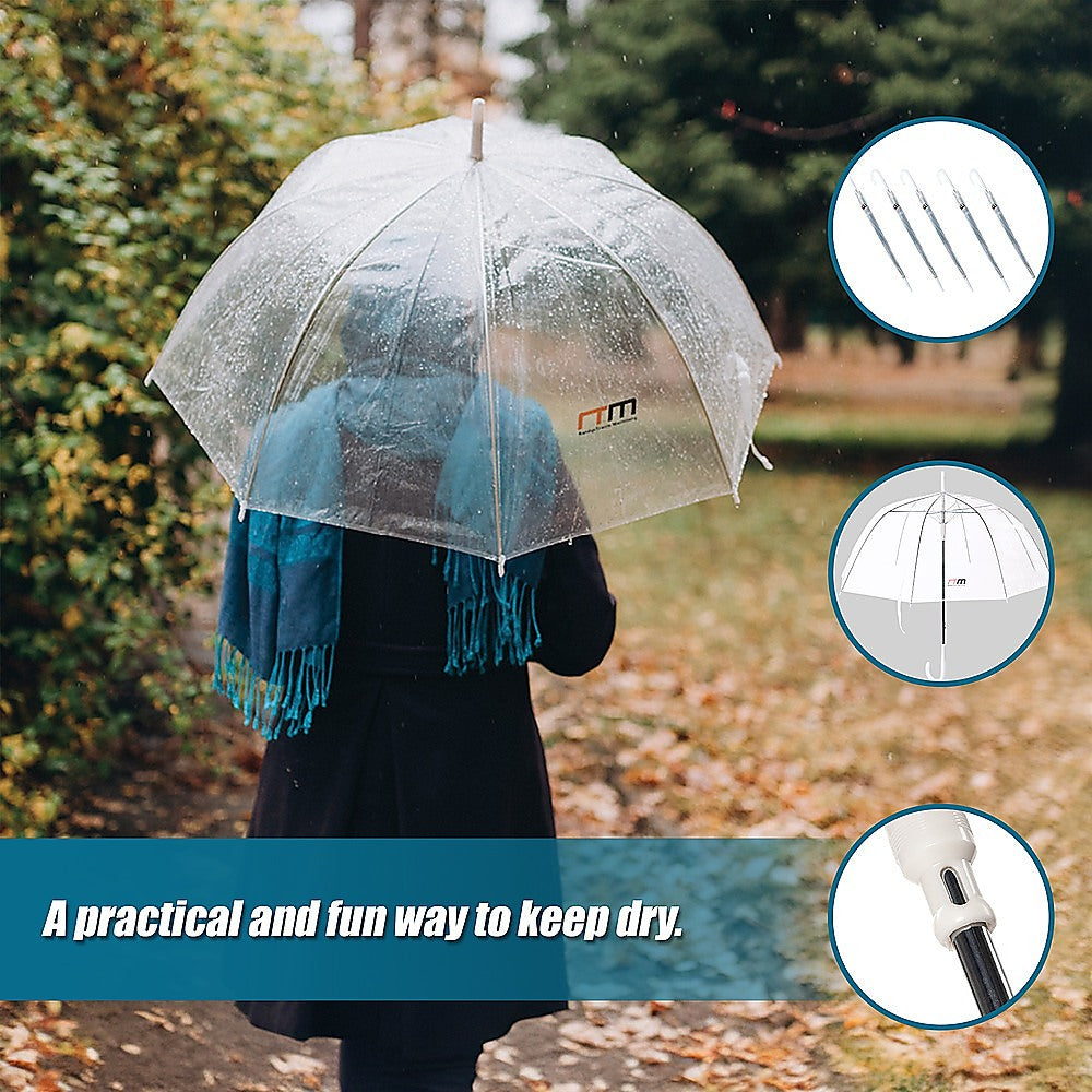 5x Clear Transparent Rain Walking Umbrella Parasol PVC Dome Wedding Party Favour 6