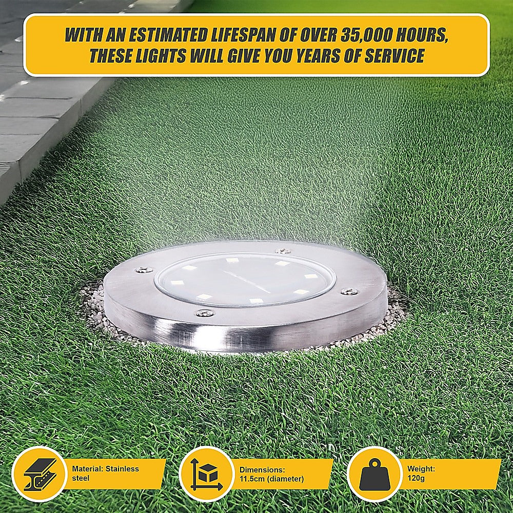 12x Solar Powered LED Buried Inground Recessed Light Garden Outdoor Deck Path 10