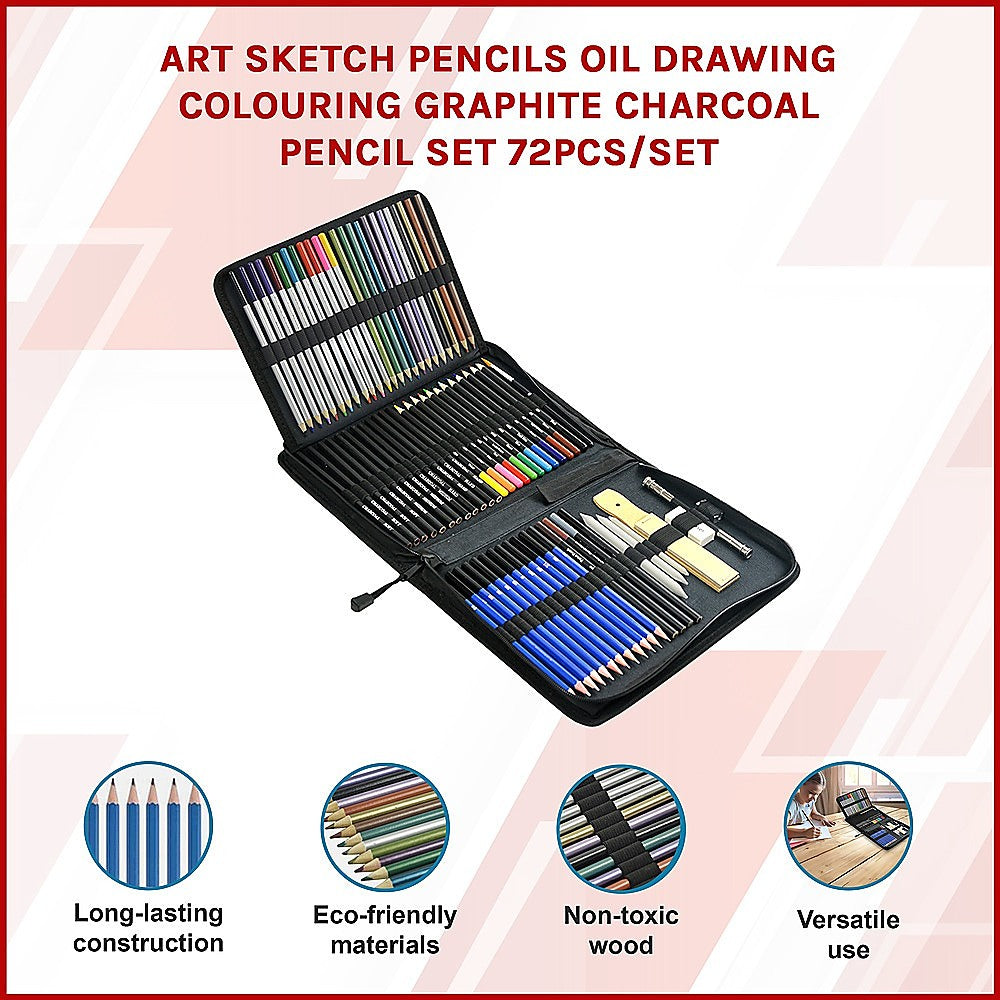 Art Sketch Pencils Oil Drawing Colouring Graphite Charcoal Pencil Set 72pcs/set 3