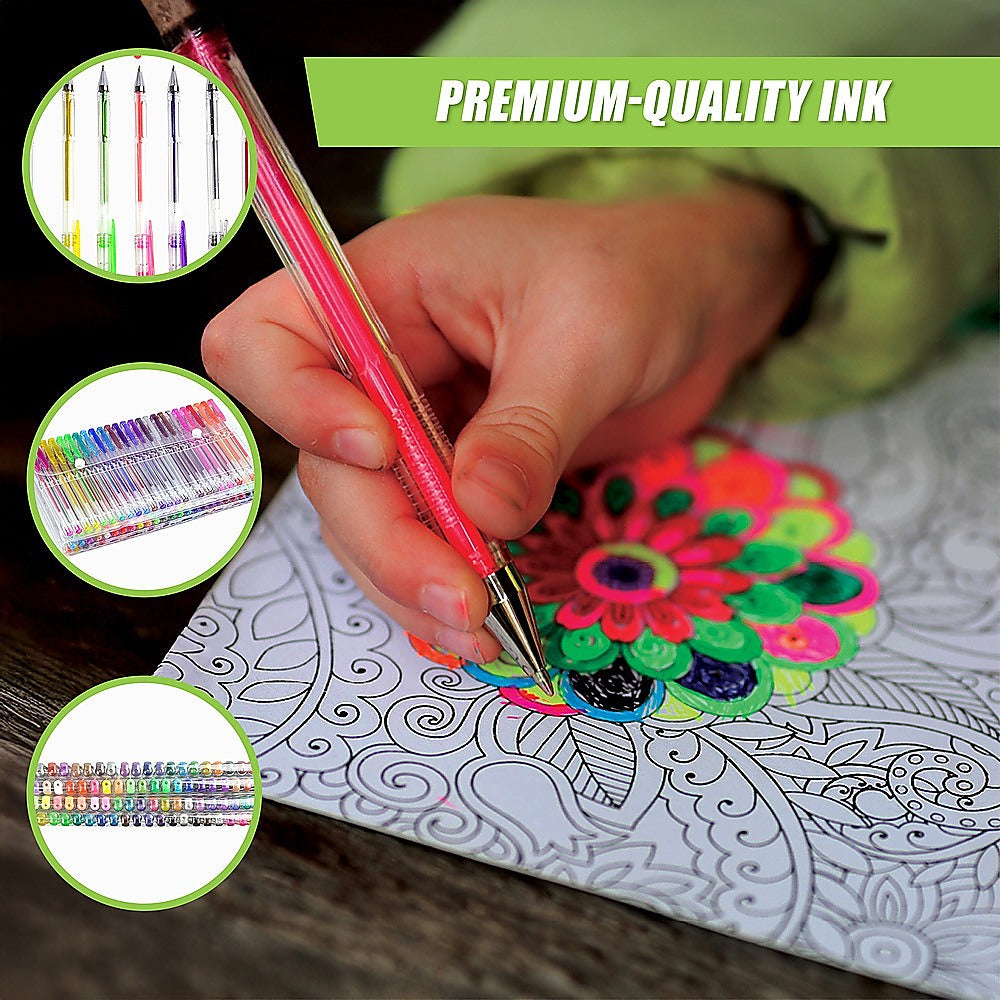 Glitter Gel Pens (100 pack) with 2.5X More Ink - Craft, Kids & Adult Colouring 9