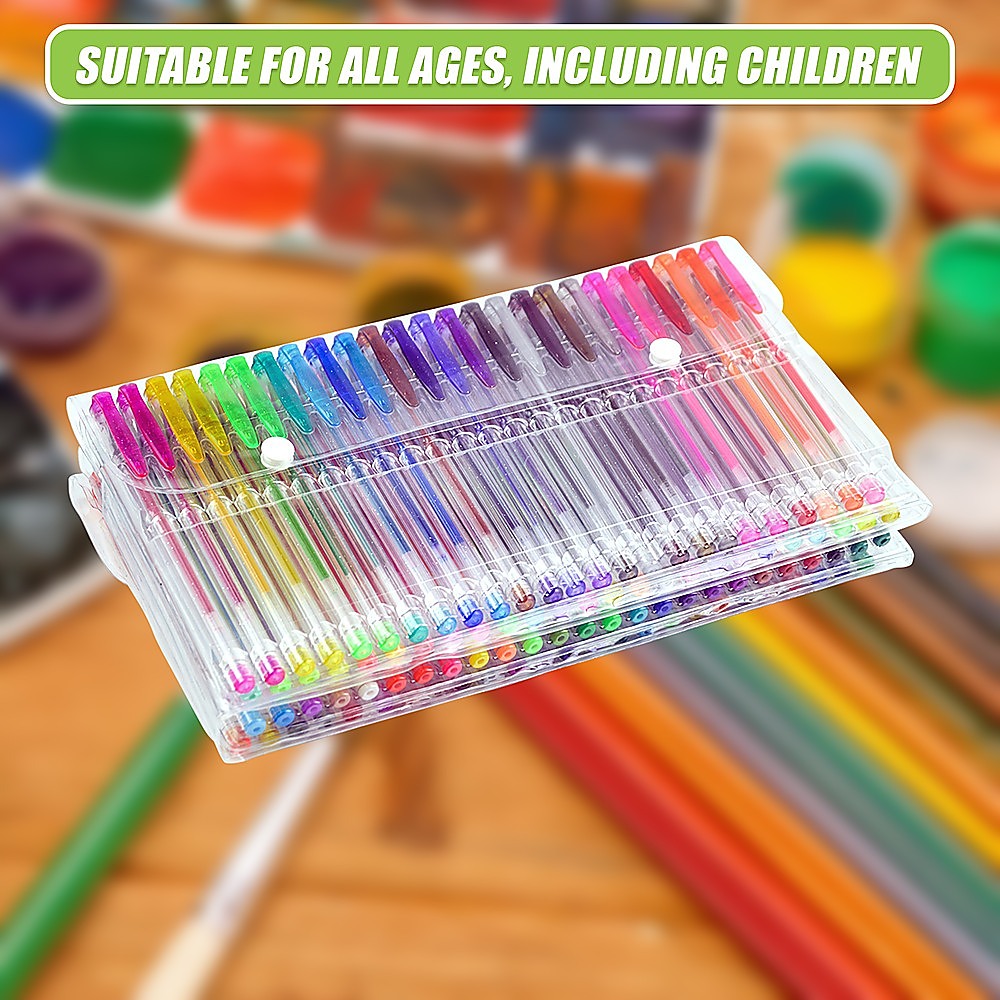 Glitter Gel Pens (100 pack) with 2.5X More Ink - Craft, Kids & Adult Colouring 10
