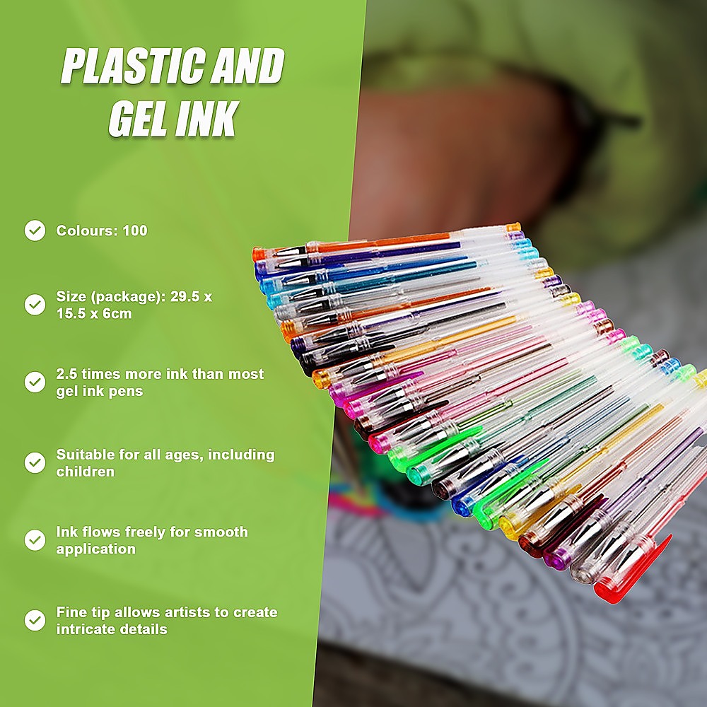 Glitter Gel Pens (100 pack) with 2.5X More Ink - Craft, Kids & Adult Colouring 11