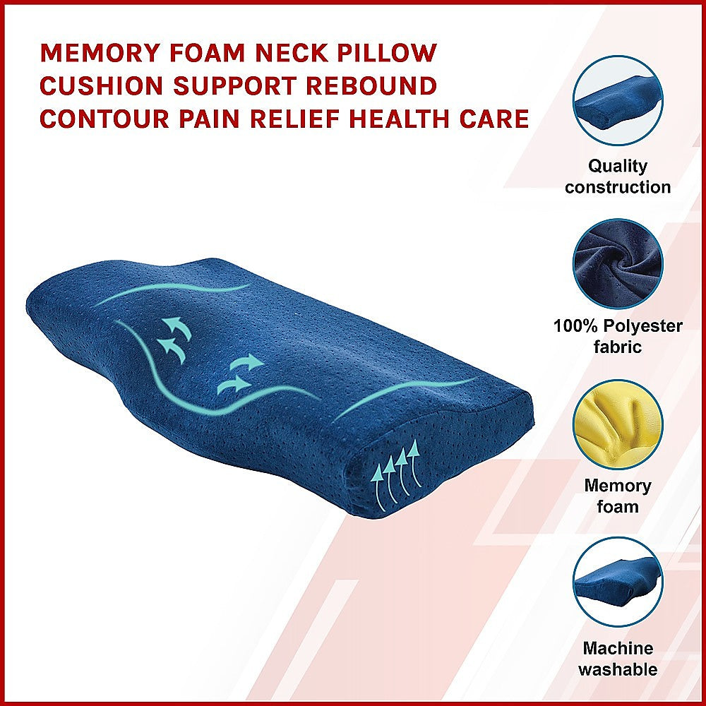 Memory Foam Neck Pillow Cushion Support Rebound Contour Pain Relief Health Care 3