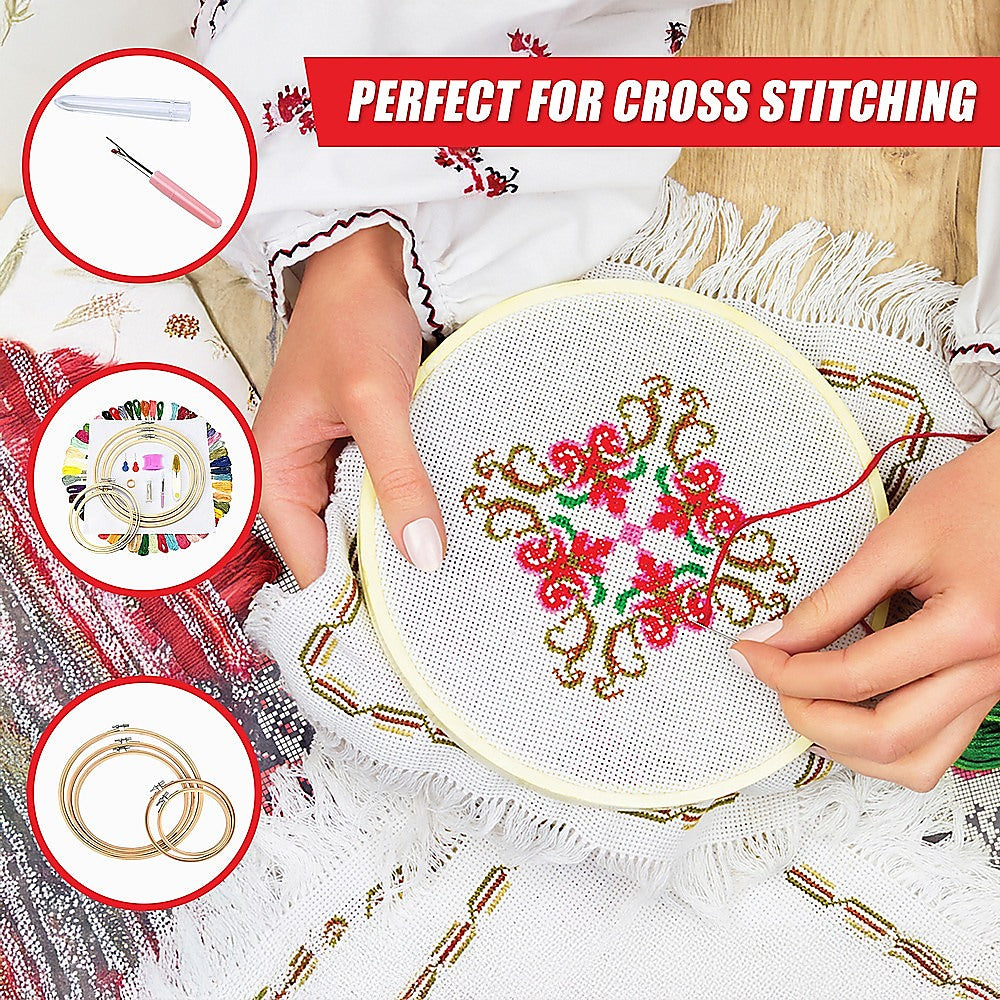 Embroidery Starter Kit Cross Stitch Kit DIY Hand Craft Stitch 50 Colour Kit 7